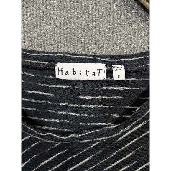 Habitat Top Womens Small Stripe Pieced Abstract Artisan Tee T Shirt Navy - Picture 3 of 10